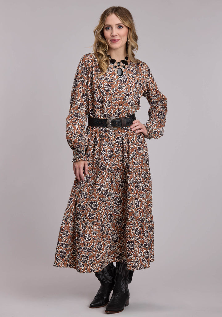 WOMENS ROPER POLY CREPE WALLPAPER FLORAL PRINT WESTERN DRESS