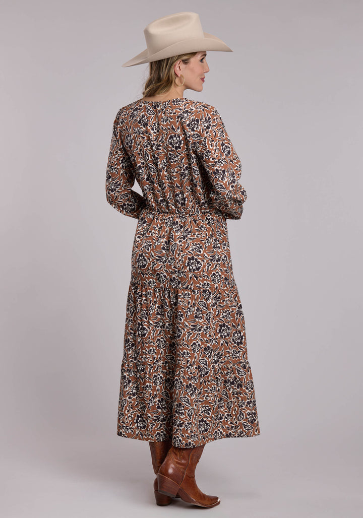 WOMENS ROPER POLY CREPE WALLPAPER FLORAL PRINT WESTERN DRESS