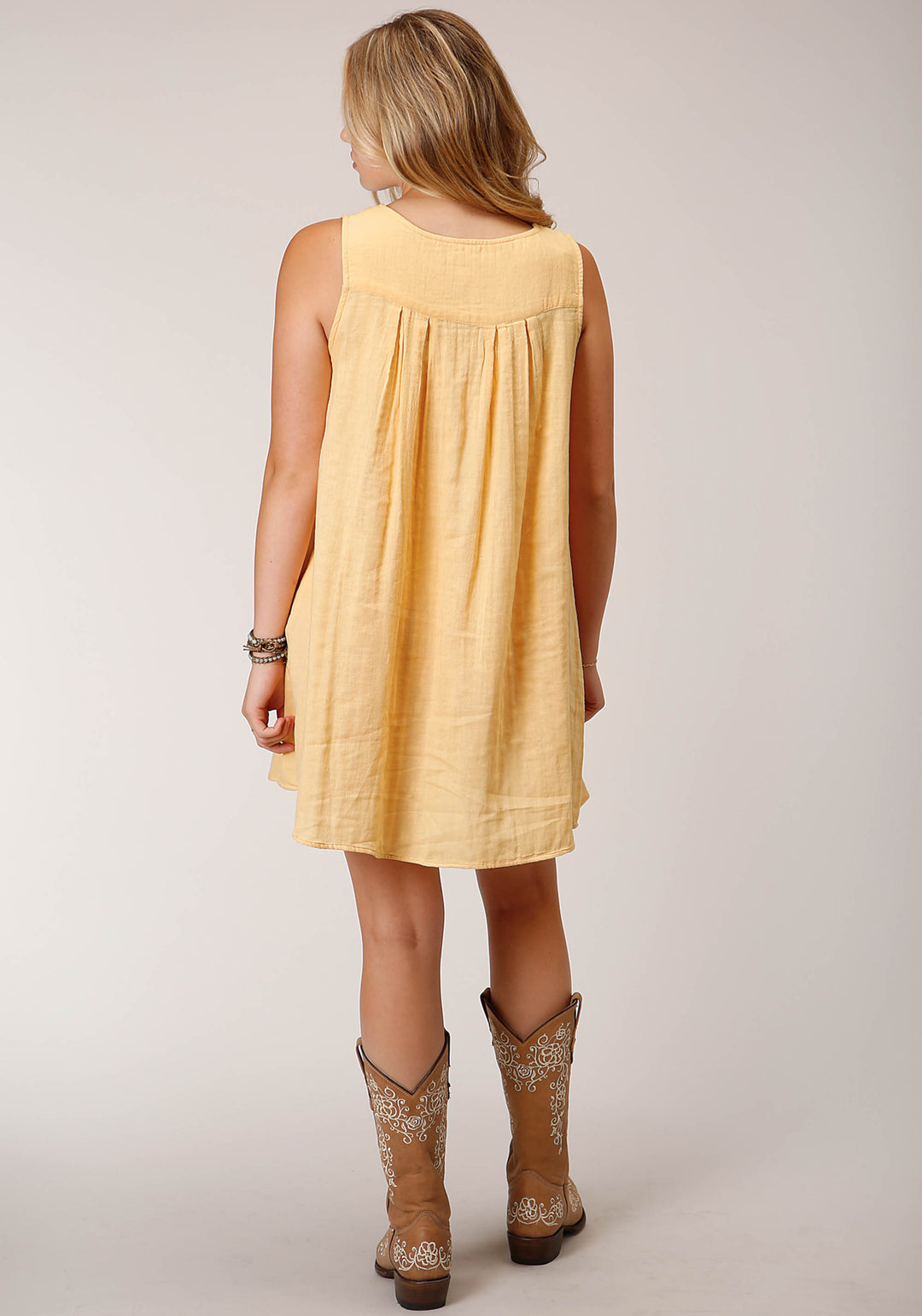 WOMENS SLEEVELESS DOUBLE CLOTH COTTON GAUSE DRESS