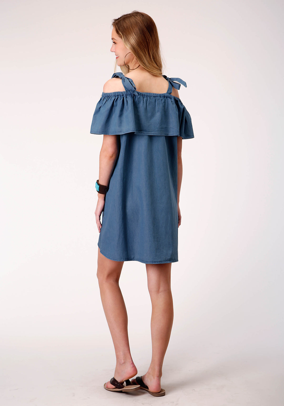 WOMENS SLEEVELESS WASH COTTON DENIM SUNDRESS