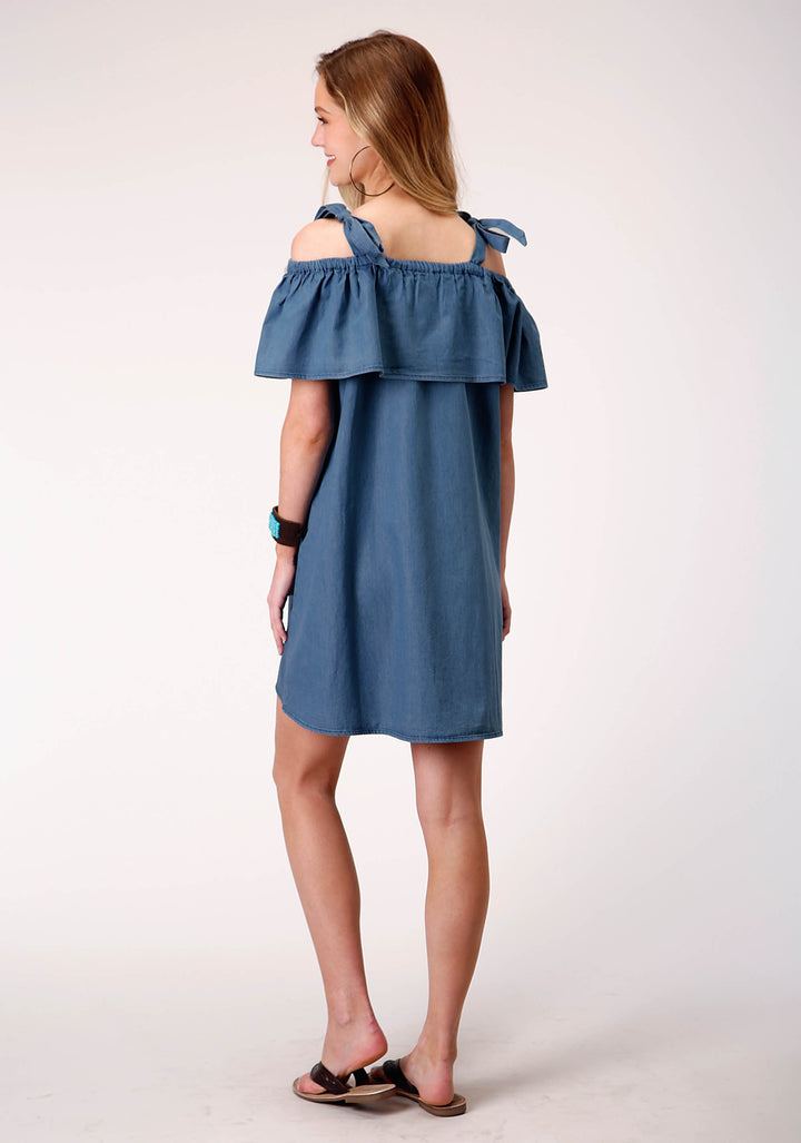 WOMENS SLEEVELESS WASH COTTON DENIM SUNDRESS