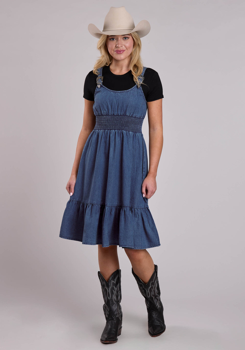 WOMENS SLEEVELESS DRESS PULLOVER DK DENIM TANK DRESSR WESTERN DRESS