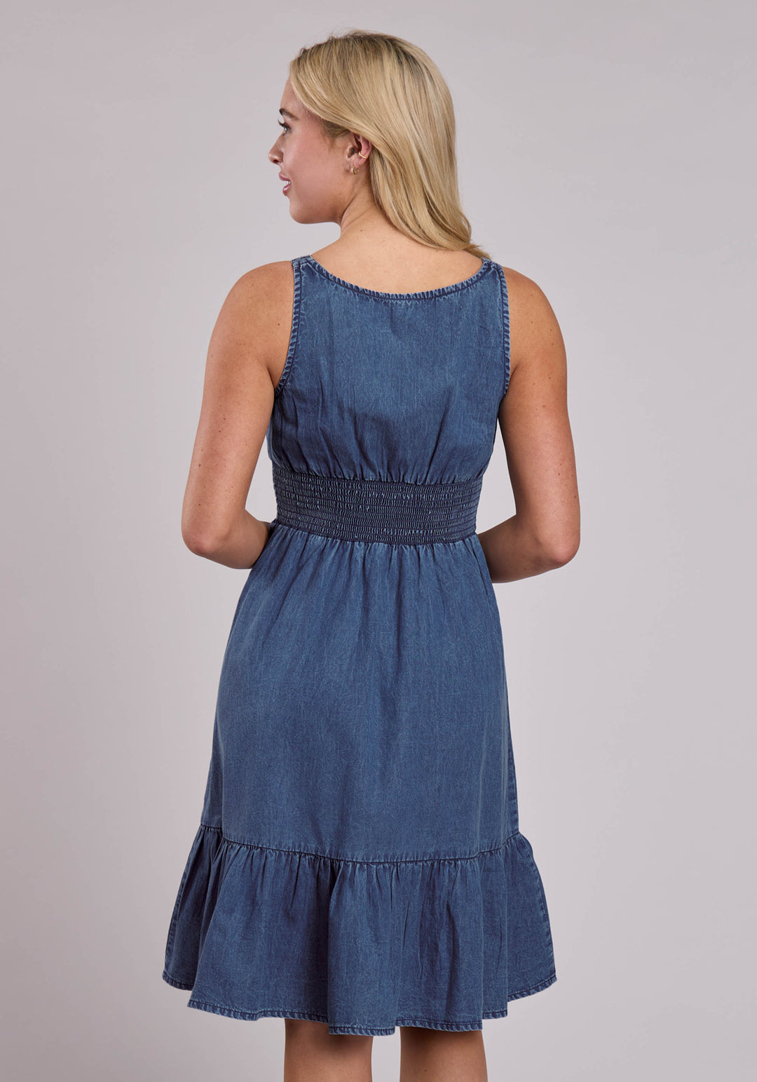 WOMENS SLEEVELESS DRESS PULLOVER DK DENIM TANK DRESSR WESTERN DRESS
