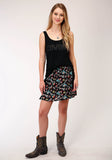 WOMENS BLACK COWGIRL PRINT  SKIRT