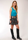 WOMENS BLACK COWGIRL PRINT  SKIRT