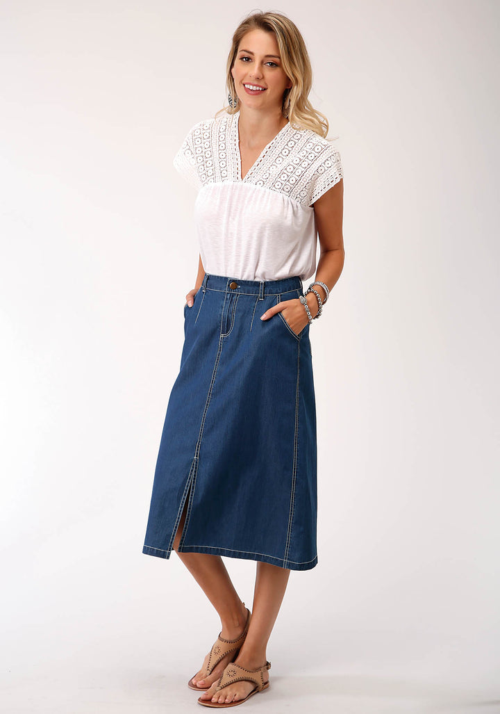 WOMENS SOLID BLUE DENIM  SKIRT