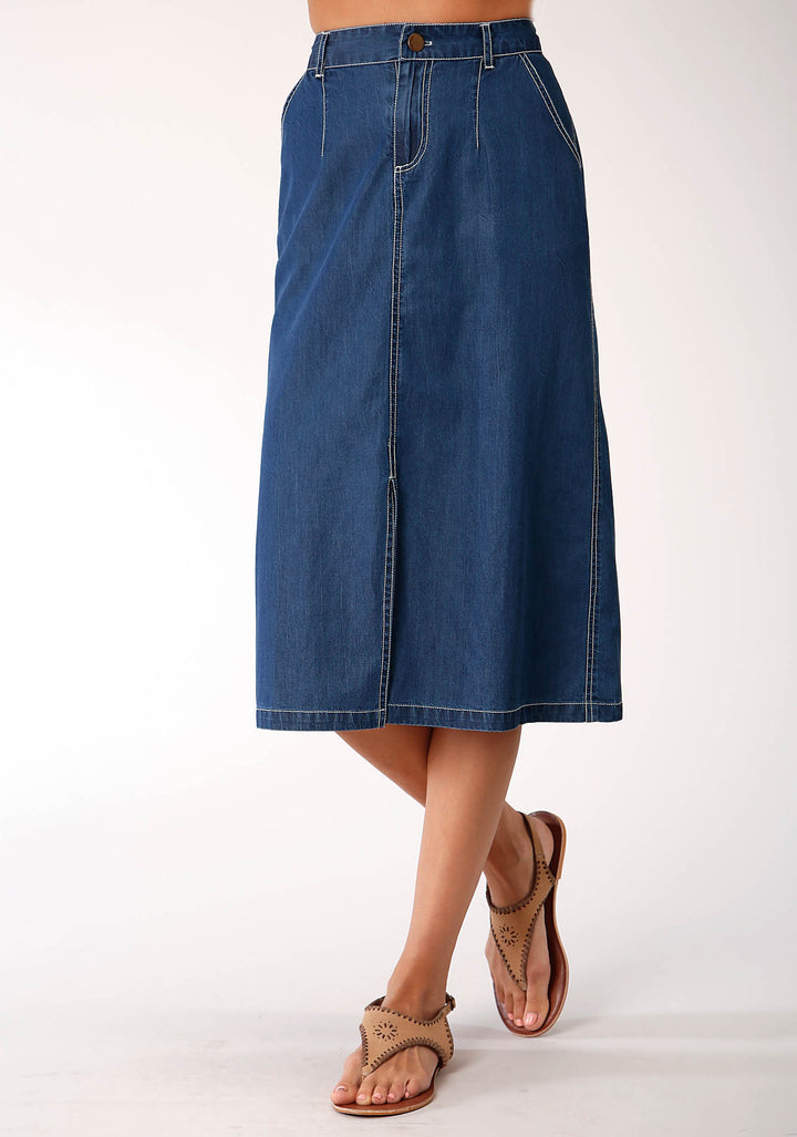 WOMENS SOLID BLUE DENIM  SKIRT