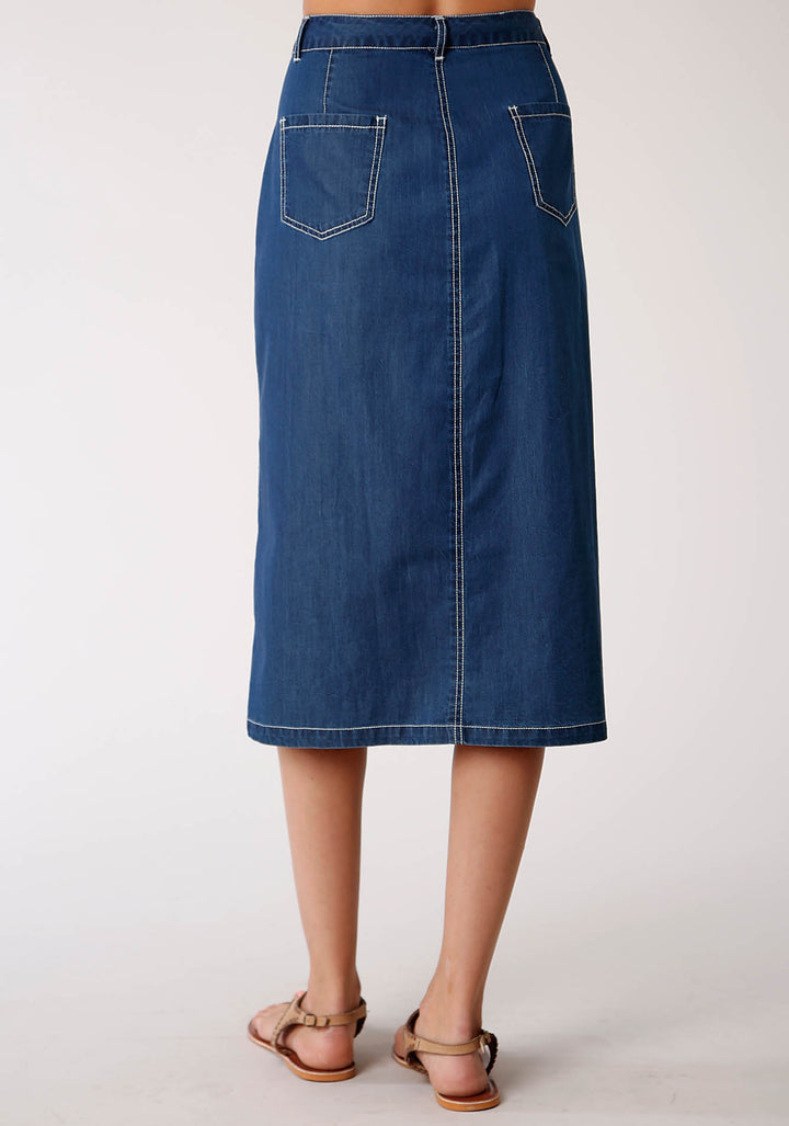 WOMENS SOLID BLUE DENIM  SKIRT