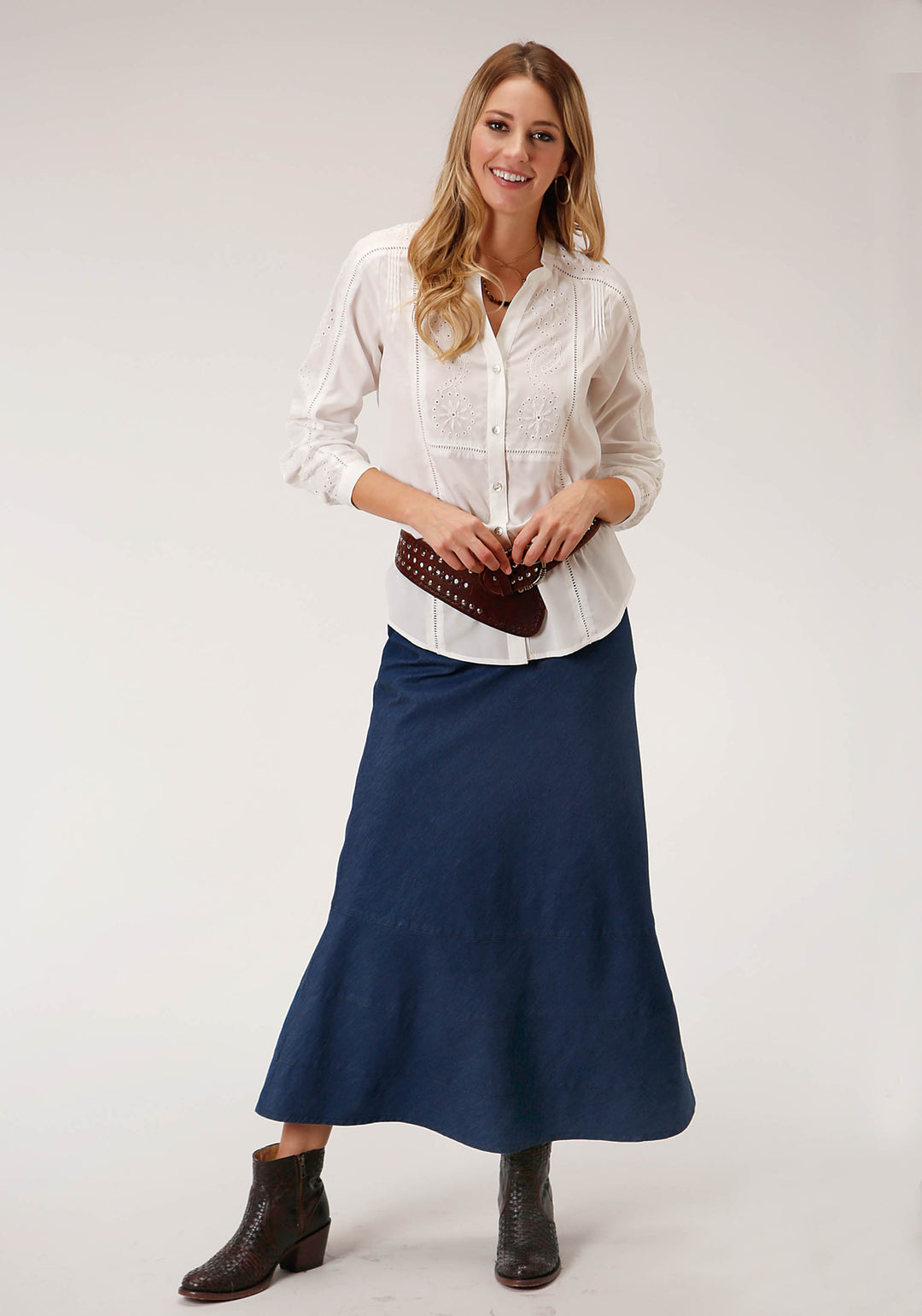 WOMENS 5.5 OZ DENIM BIAS CUT SKIRT