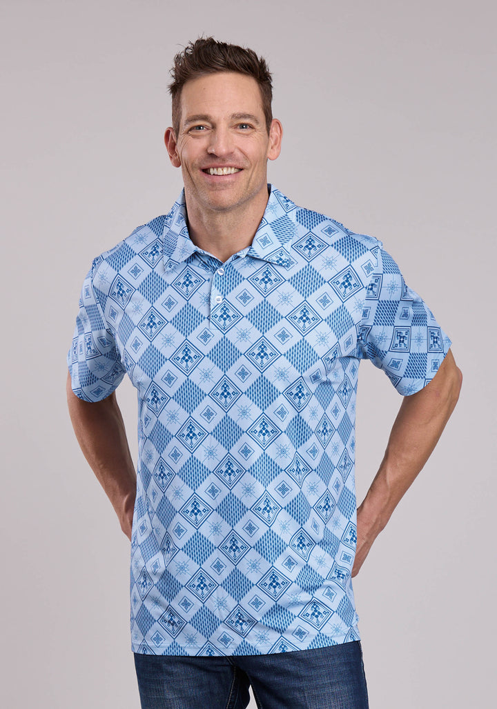 MENS ROPER RETRO DIAMONDS PRINT SHORT SLEEVE SHIRT