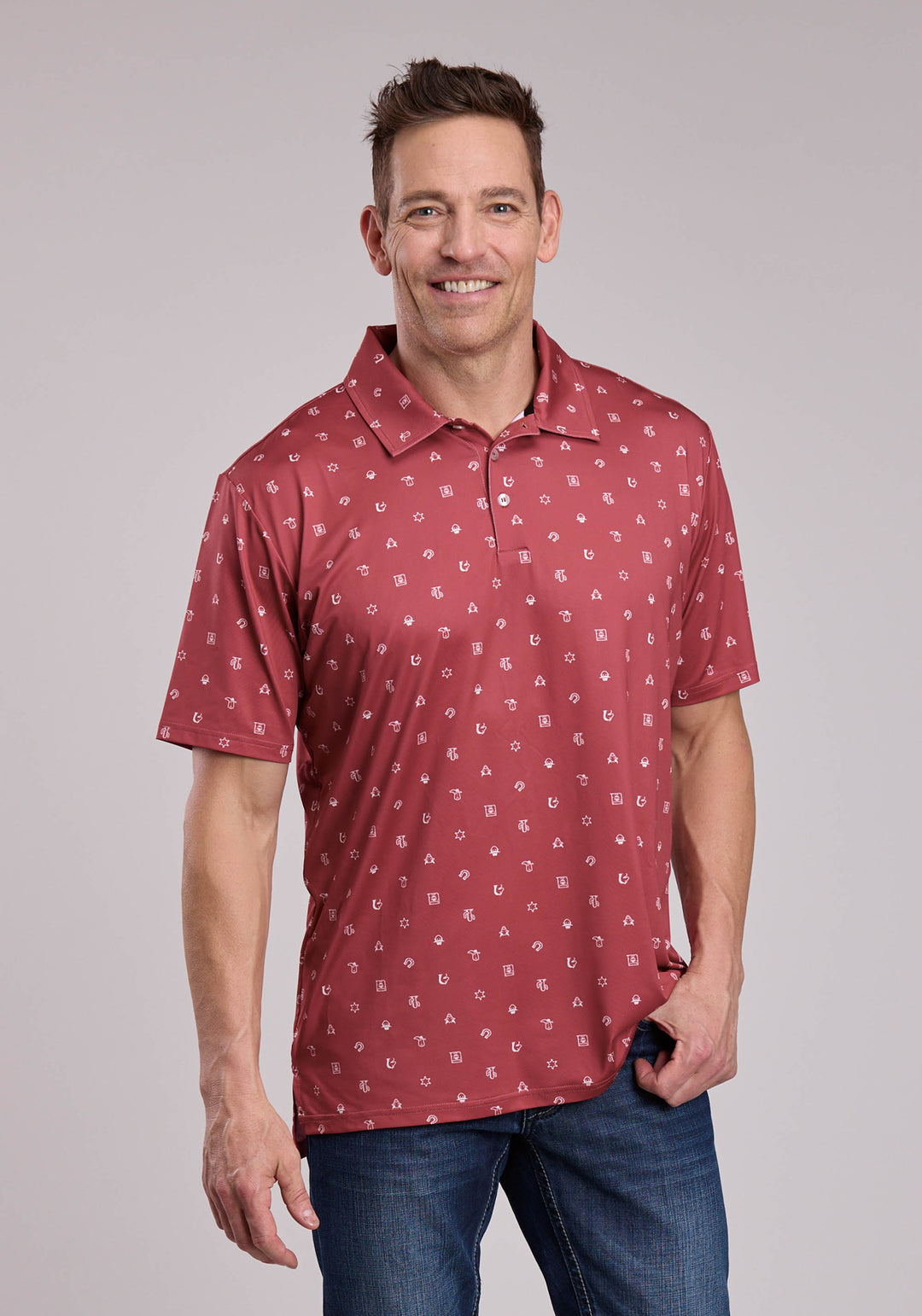 MENS ROPER WESTERN ICON PRINT SHORT SLEEVE SHIRT