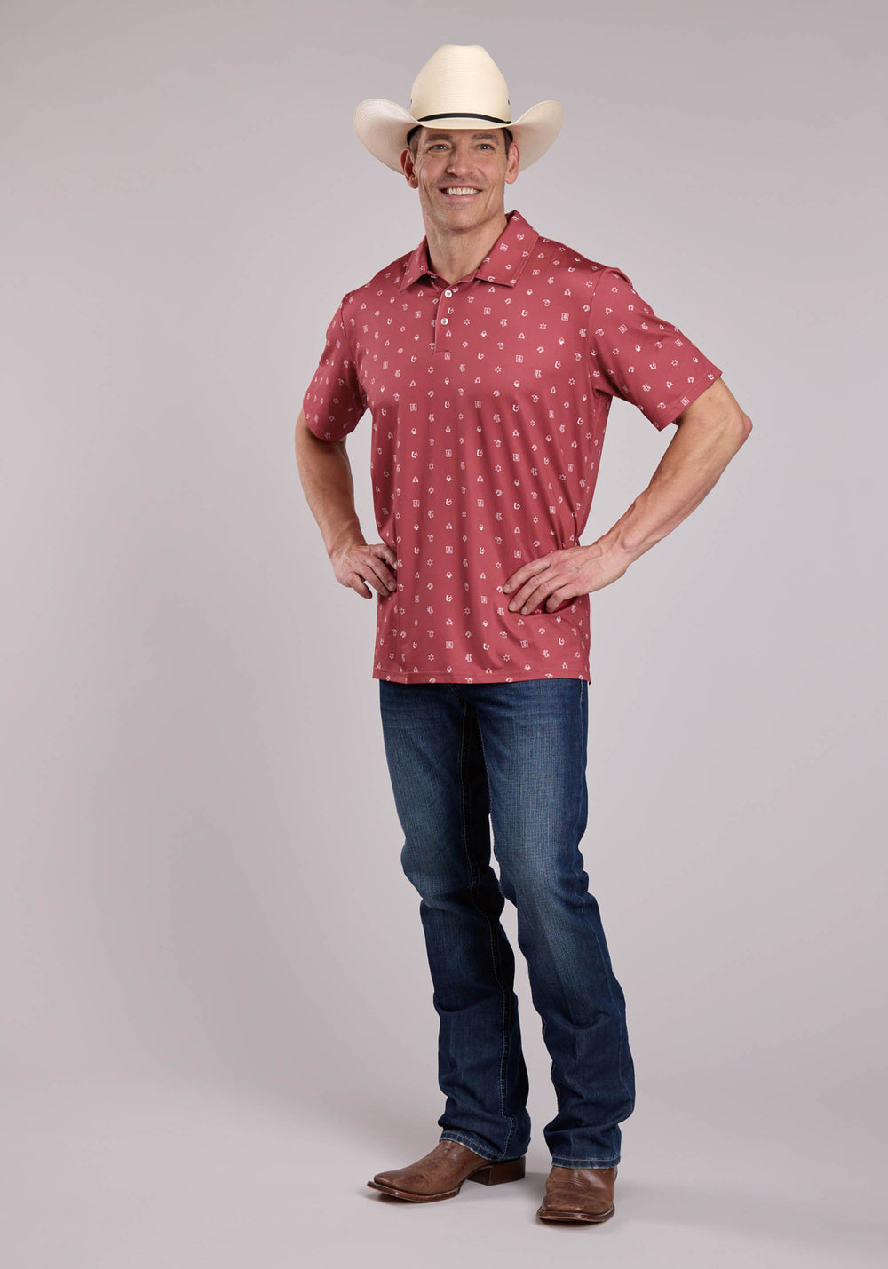 MENS ROPER WESTERN ICON PRINT SHORT SLEEVE SHIRT