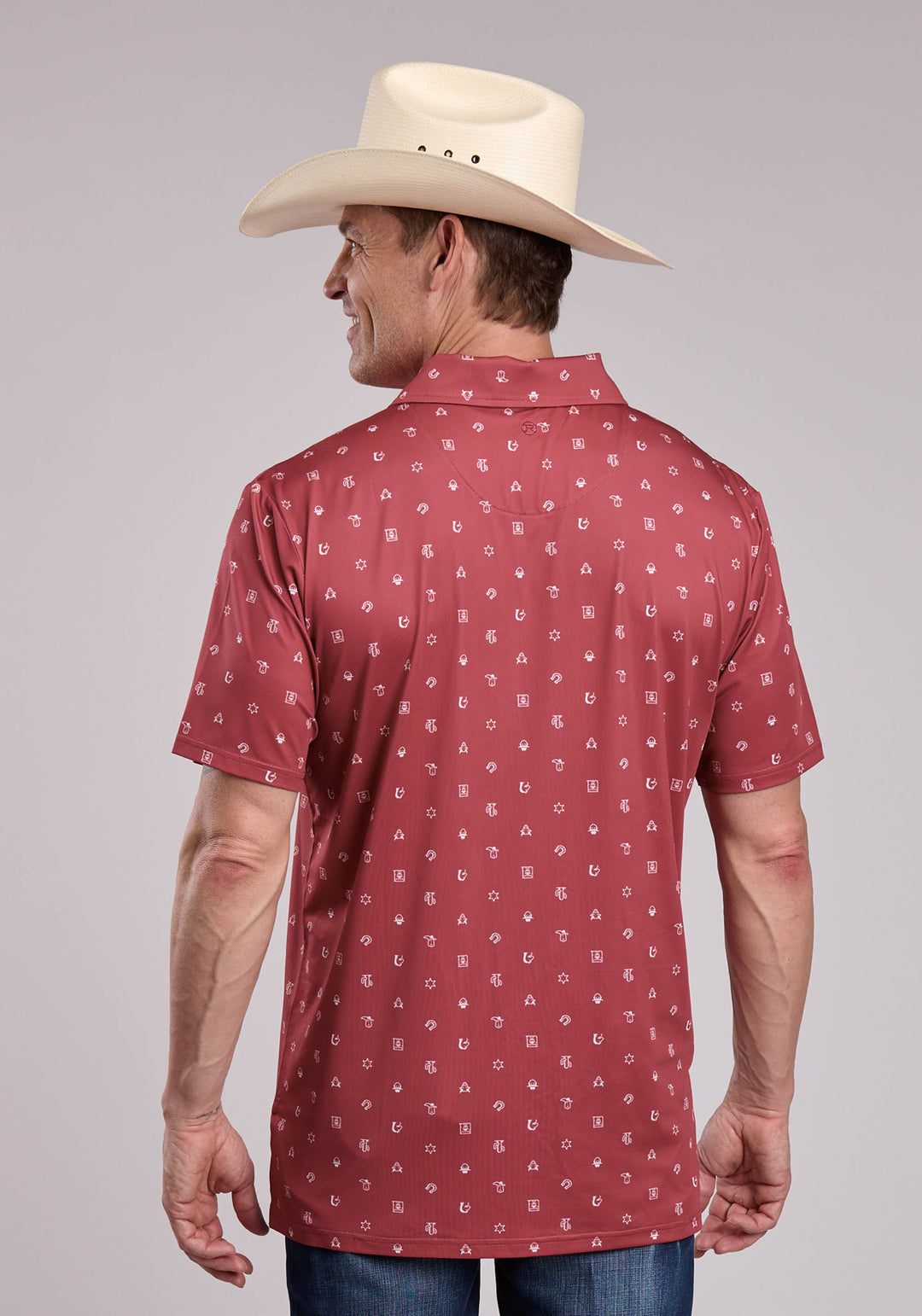 MENS ROPER WESTERN ICON PRINT SHORT SLEEVE SHIRT