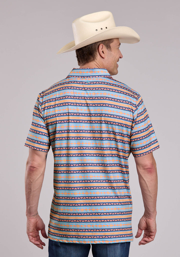 MENS ROPER SMALL AZTEC STRIPE PRINT SHORT SLEEVE SHIRT
