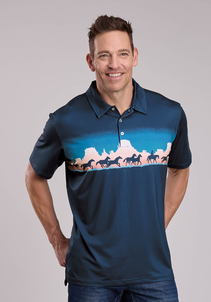 MENS ROPER MESA BORDER PRINT SHORT SLEEVE SHIRT