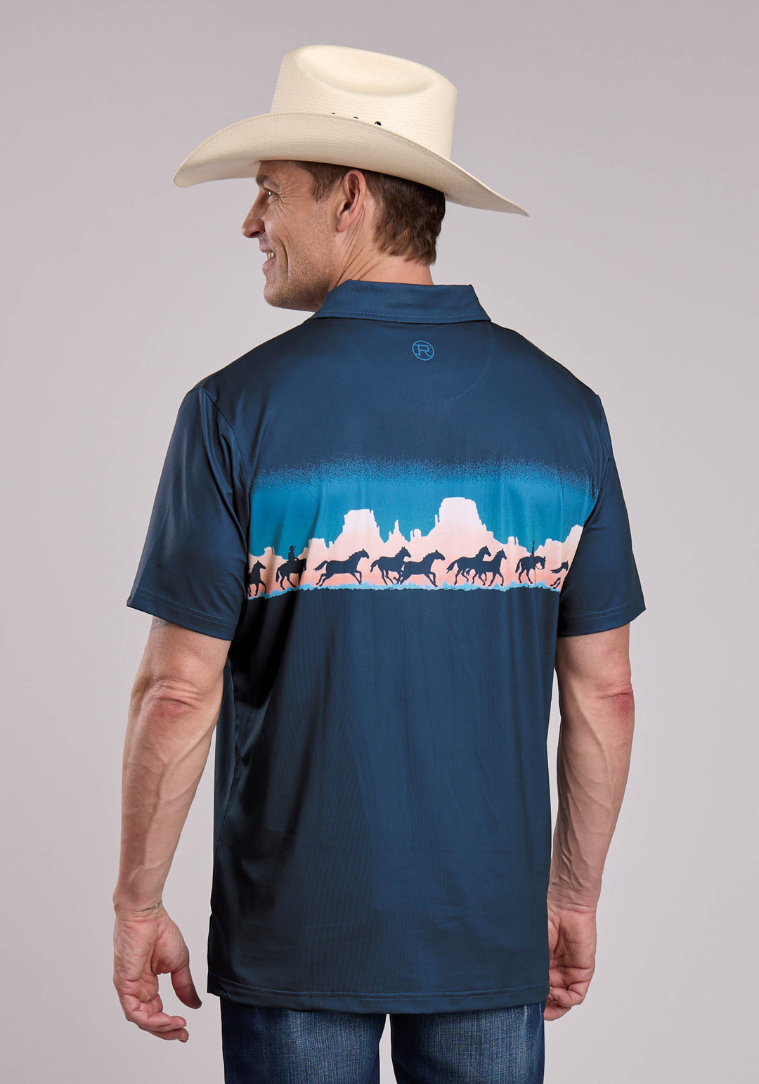 MENS ROPER MESA BORDER PRINT SHORT SLEEVE SHIRT