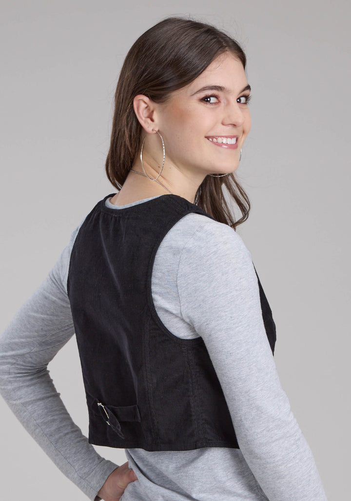 WOMENS COTTON CORDUROY MINI BUTTON VEST