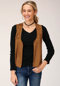 WOMENS BROWN POLY SUEDE VEST