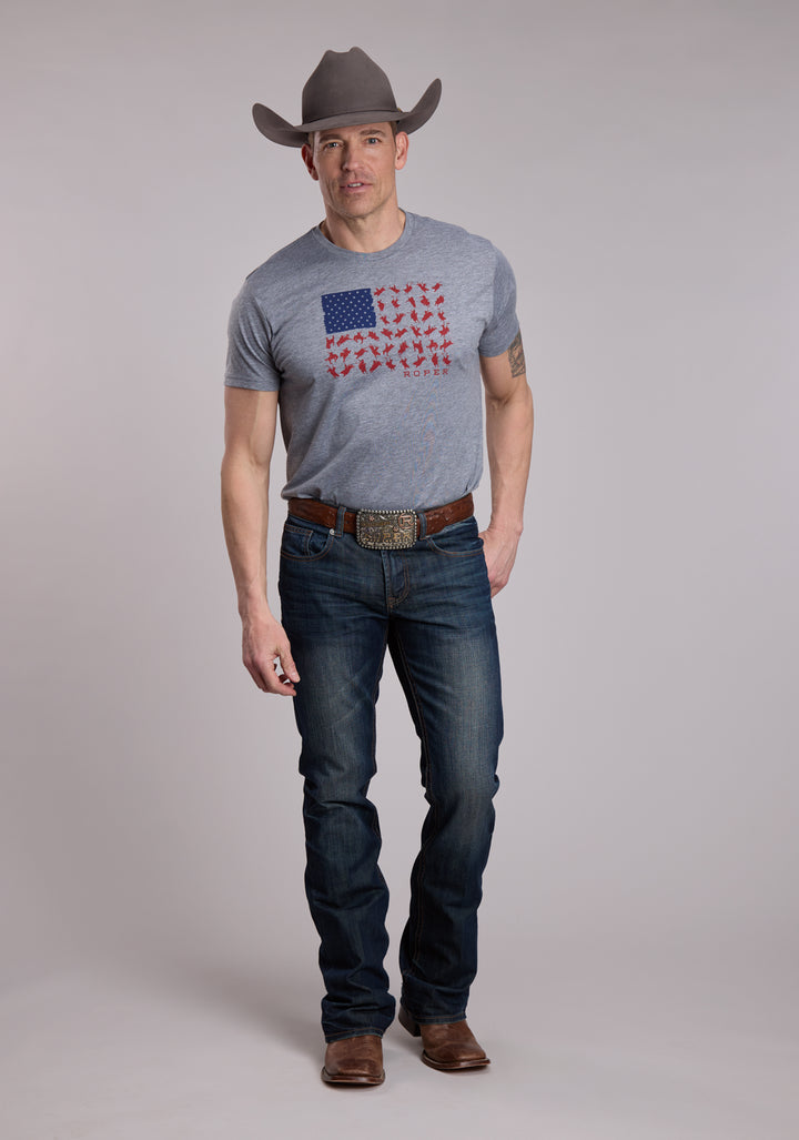 UNISEX ROPER AMERICAN FLAG BRONC RIDER WESTERN SHIRT