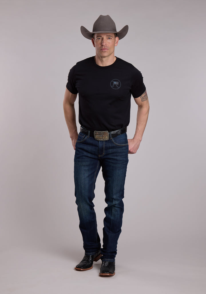 Unisex Roper American Flag With Horseman Shiloutte Tee