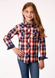 GIRLS LONG SLEEVE SNAP BLUE OMBRE DOBBY WESTERN SHIRT