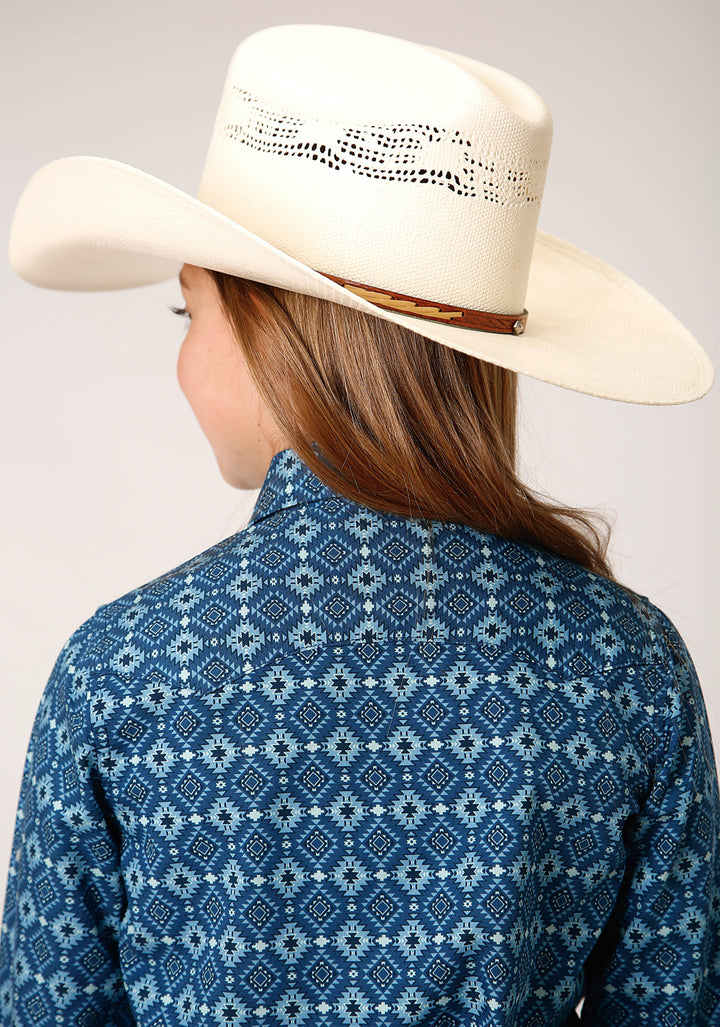 GIRLS LONG SLEEVE SNAP MINI AZTEC PRINT WESTERN SHIRT