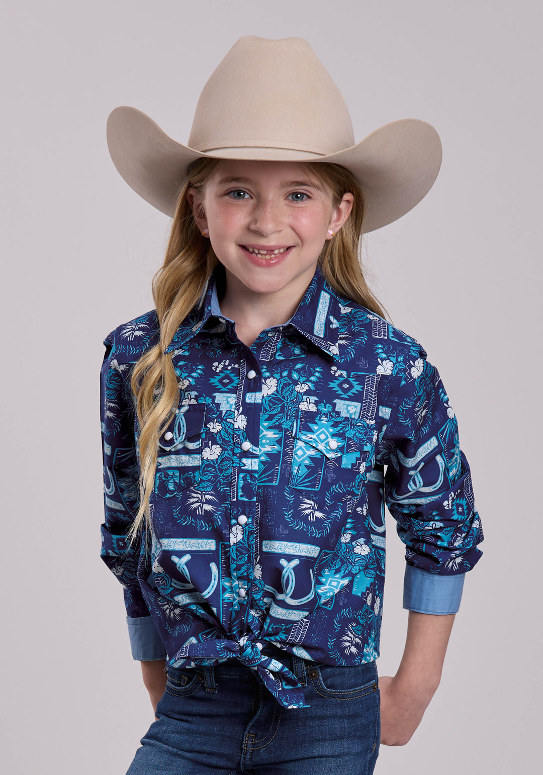 GIRLS ROPER TROPICAL PRINT LONG SLEEVE SHIRT