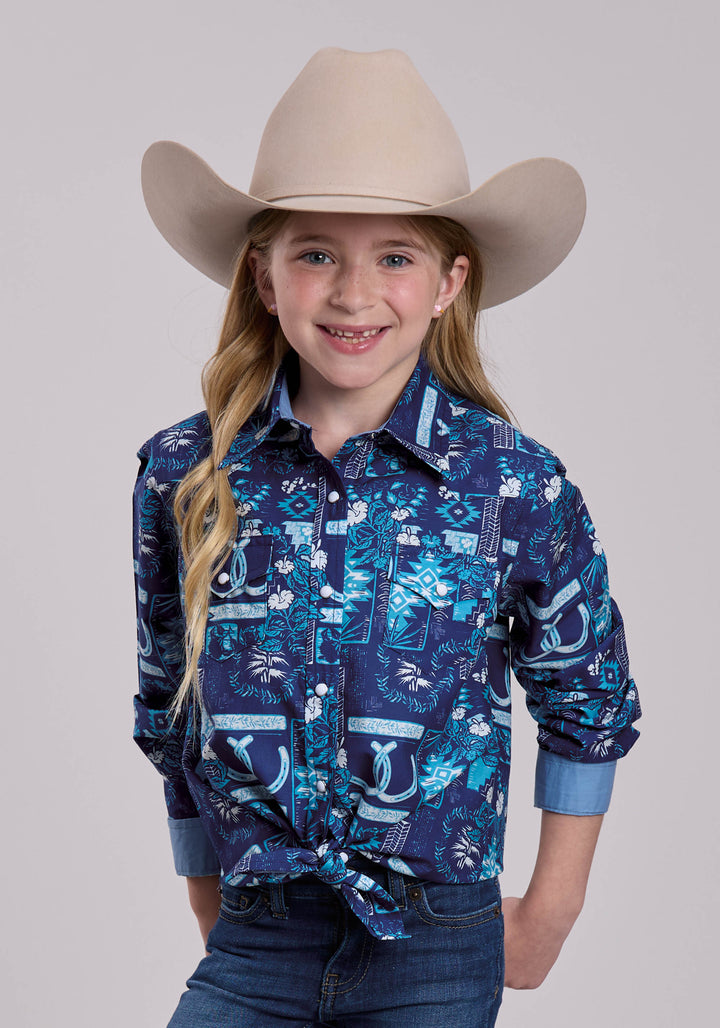 GIRLS ROPER TROPICAL PRINT LONG SLEEVE SHIRT