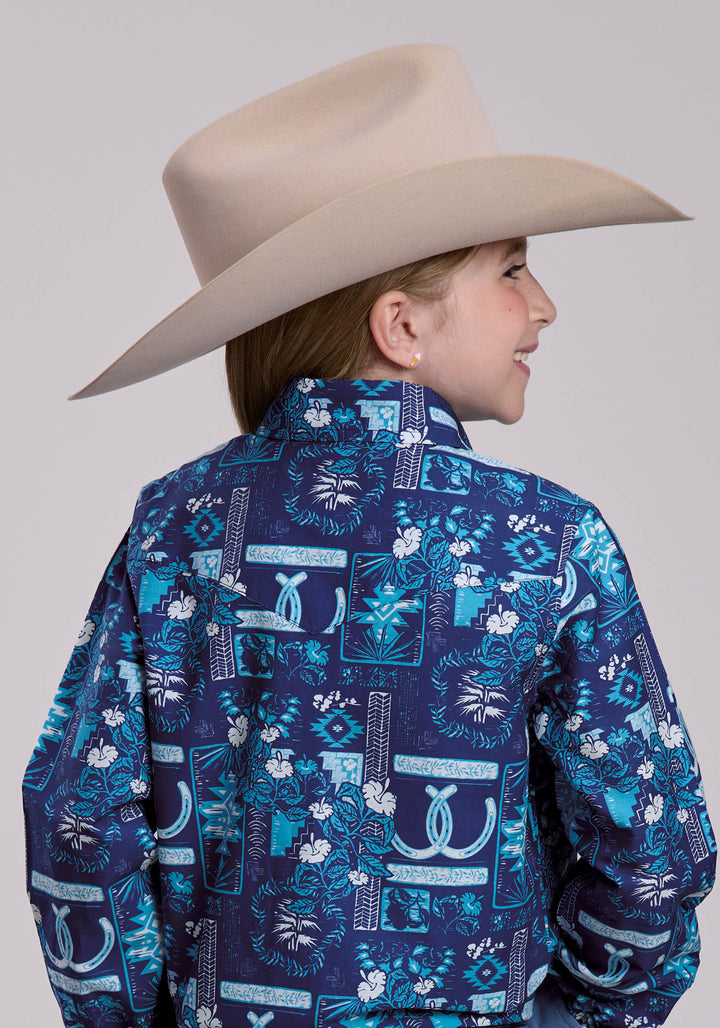 GIRLS ROPER TROPICAL PRINT LONG SLEEVE SHIRT