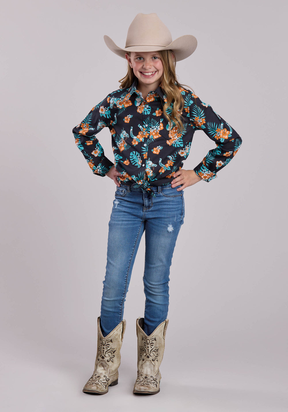 GIRLS ROPER HAWAIIAN PRINT LONG SLEEVE SHIRT