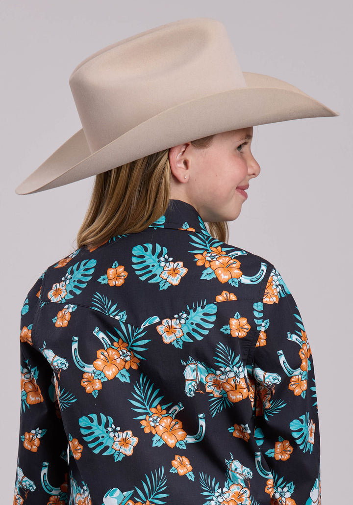 GIRLS ROPER HAWAIIAN PRINT LONG SLEEVE SHIRT