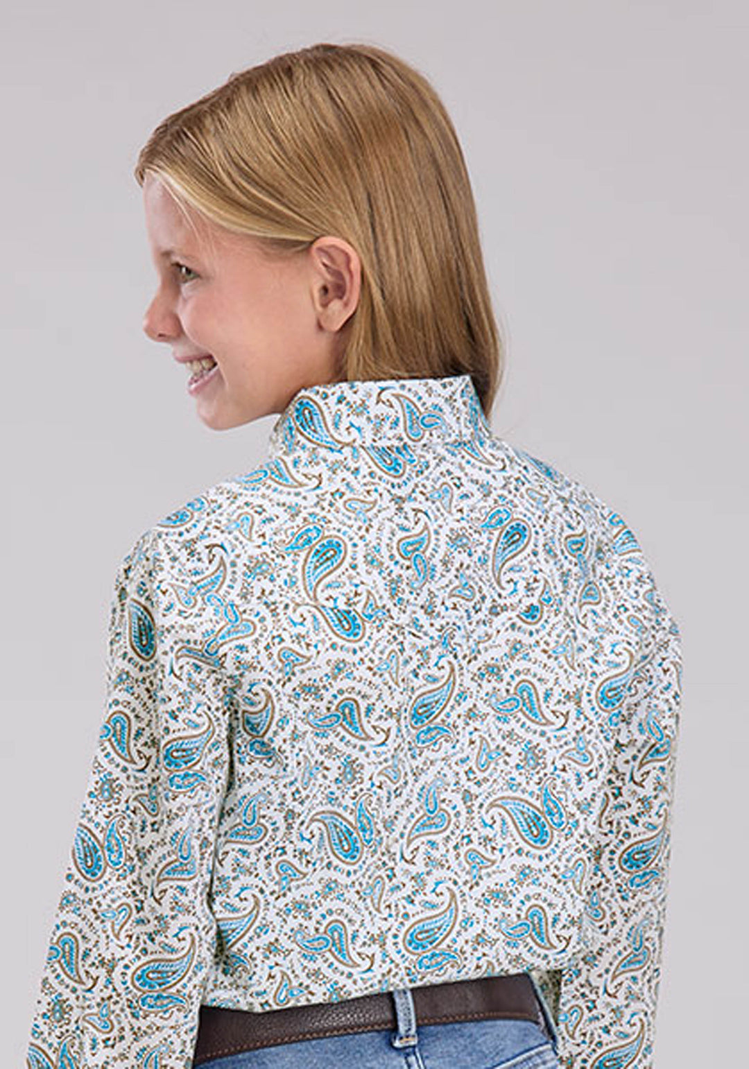 GIRLS VINTAGE PAISLEY PRINT LONG SLEEVE SNAP WESTERN SHIRT