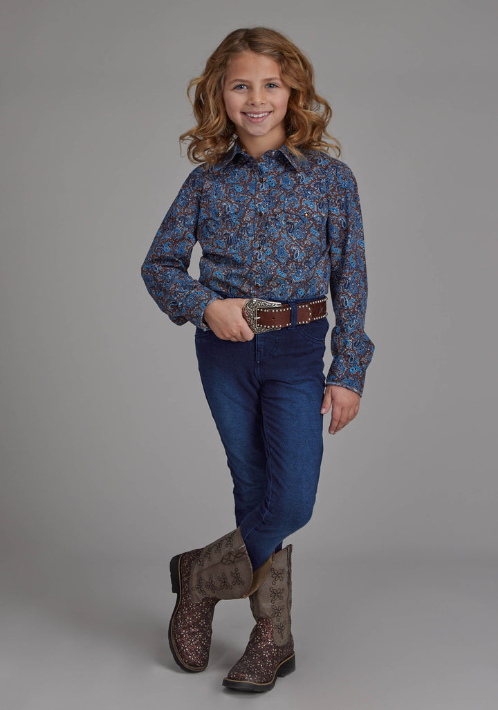 GIRLS RIVER PAISLEY LONG SLEEVE SNAP WESTERN SHIRT