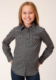 GIRLS LONG SLEEVE SNAP AZTEC MEDALLIONS WESTERN SHIRT