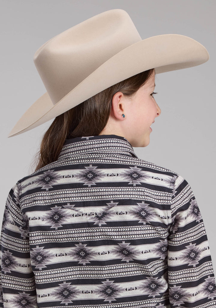 GIRLS SANTA FE AZTEC LONG SLEEVE SNAP WESTERN SHIRT
