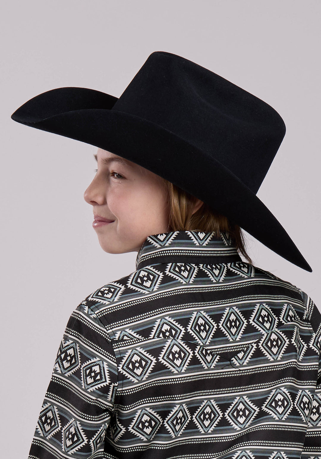 GIRLS LONG SLEEVE SNAP AZTEC STRIPE WESTERN SHIRT