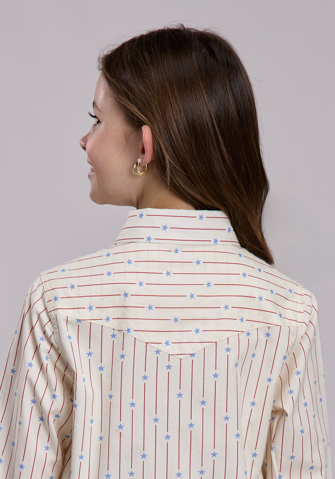 GIRLS ROPER STARS AND STRIPES PRINT LONG SLEEVE SHIRT