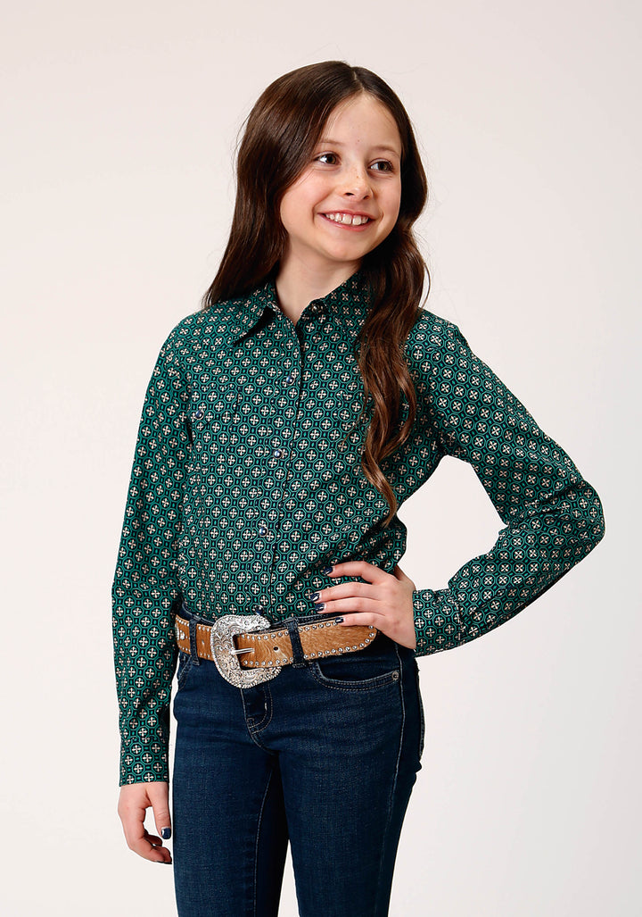 GIRLS LONG SLEEVE SNAP CROSHORT SLEEVE WALK FOULARD WESTERN SHIRT
