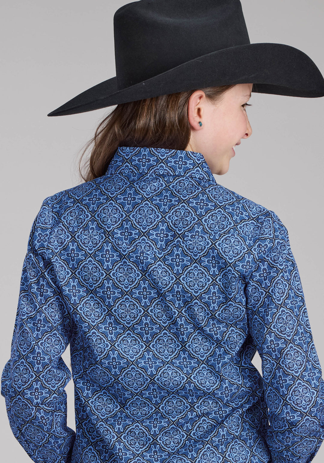 GIRLS SAPHIRE ORNAMENTAL LONG SLEEVE SNAP WESTERN SHIRT