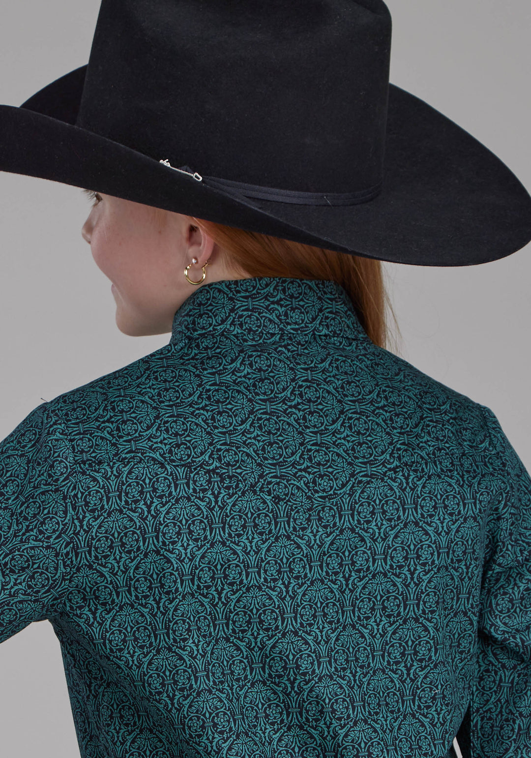 GIRLS VINTAGE PAISLEY LONG SLEEVE SNAP WESTERN SHIRT
