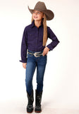 GIRLS LONG SLEEVE SNAP BLACK FILL  PURPLE WESTERN SHIRT