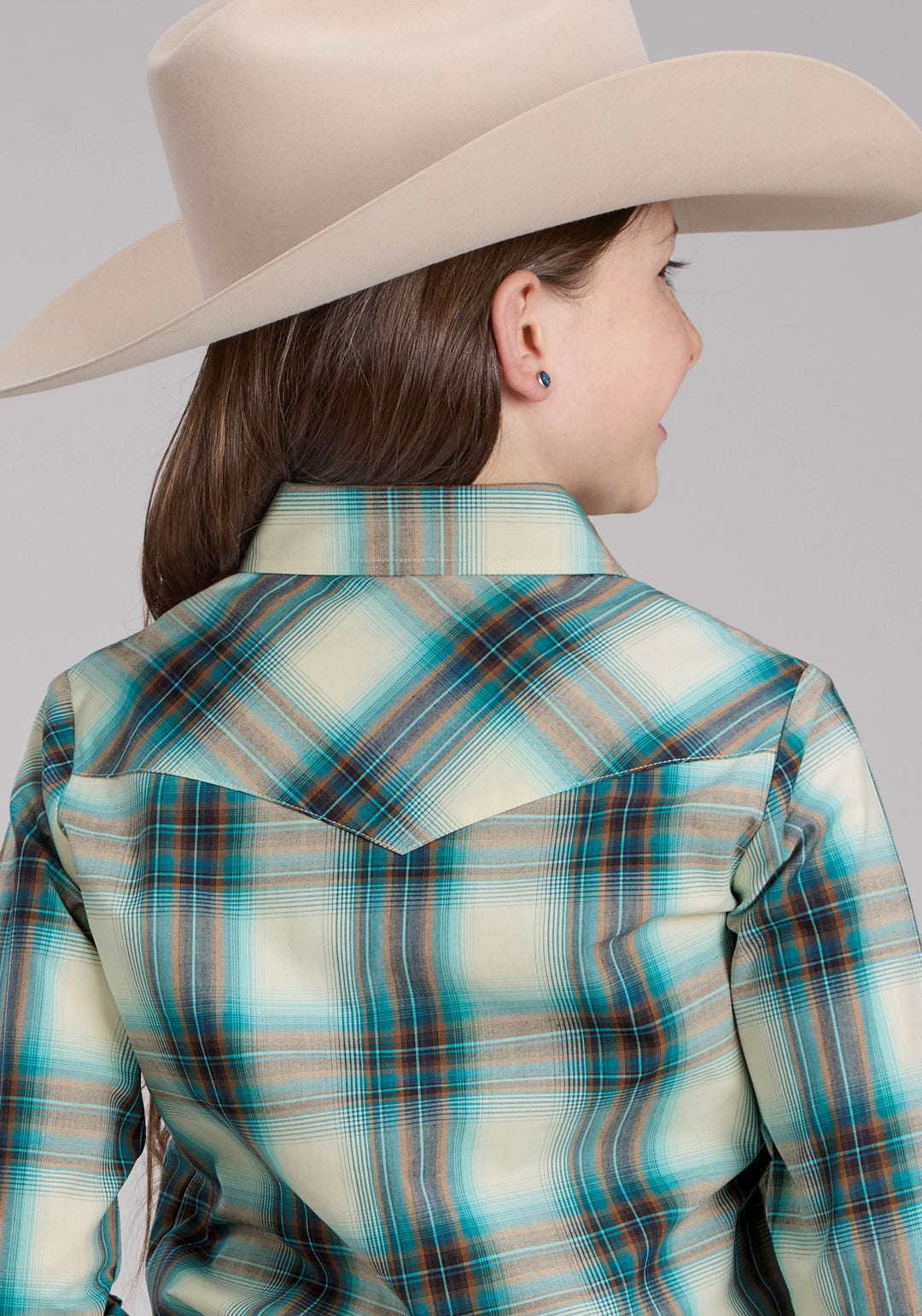 GIRLS TAOS OMBRE PLAID LONG SLEEVE SNAP WESTERN SHIRT