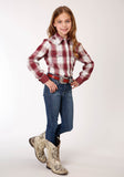 GIRLS LONG SLEEVE SNAP RED OMBRE WESTERN SHIRT