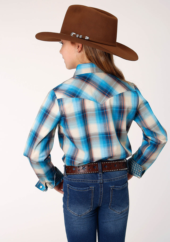 GIRLS LONG SLEEVE SNAP SUNSET PLAID WESTERN SHIRT