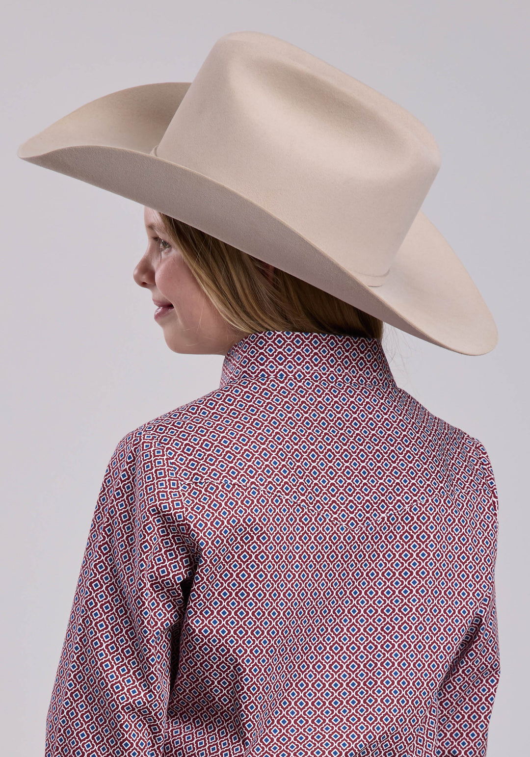 GIRLS ROPER RED TILE FOULARD LONG SLEEVE SHIRT