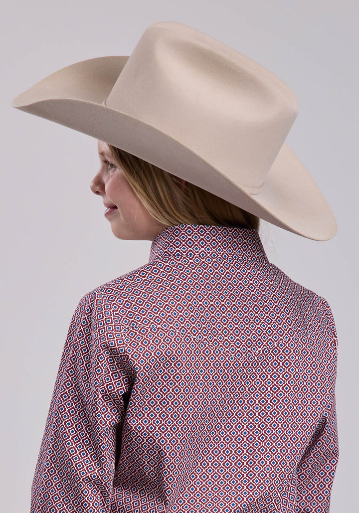 GIRLS ROPER RED TILE FOULARD LONG SLEEVE SHIRT