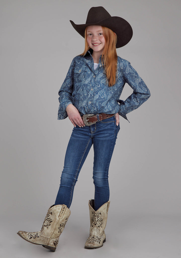 GIRLS RIVER PAISLEY LONG SLEEVE BUTTON WESTERN SHIRT