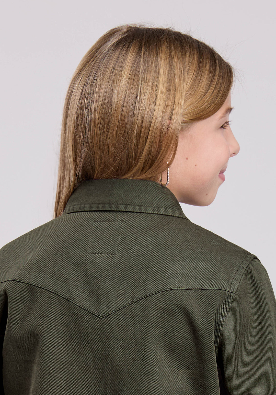 GIRLS LONG SLEEVE BUTTON PIGMENT DYED LS WESTERN BLOUSE WESTERN SHIRT