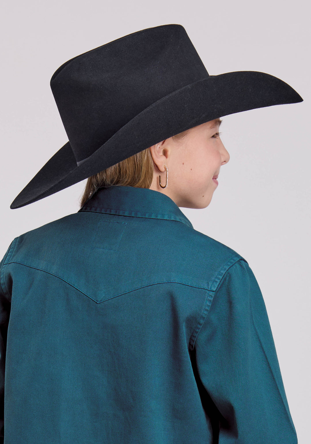 GIRLS LONG SLEEVE BUTTON TURQ PIGMENT DYED WSTRN BLOUSE WESTERN SHIRT