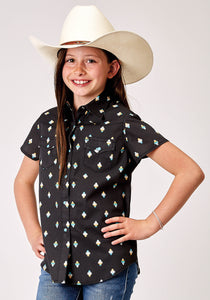 GIRLS SLEEVELESS SNAP OMBRE AZTEC PRINT WESTERN SHIRT